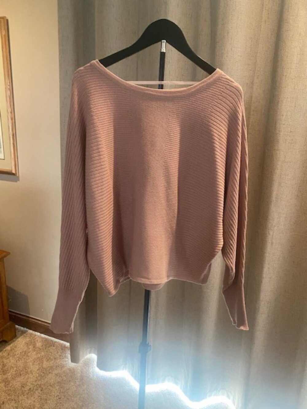 Cable & Gauge boat neck ribbed sweater -NWT-Large Dusty Rose size Large